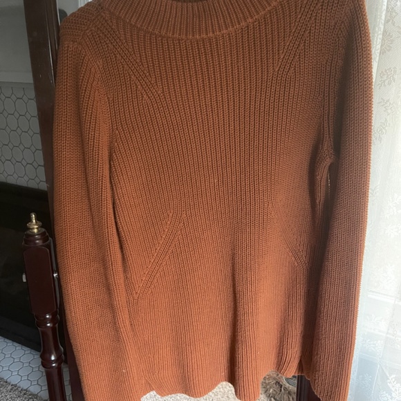 Lands End shaker stitch sweater medium cinnamon color - Picture 2 of 3